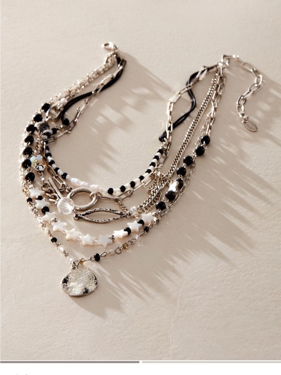Free People Jewelry - Free People Starry Layer Necklace in black and white NWT